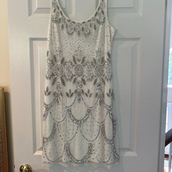 Adrianna Papell Dresses & Skirts - White Beaded Adrianna Papell Short Dress